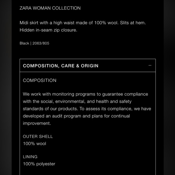 Zara 100% wool slit skirt ZW collection 2024, high waist, premium quality - Picture 12 of 14